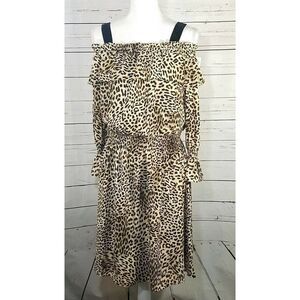 Libby Edelman Leopard Print Off Shoulder Dress